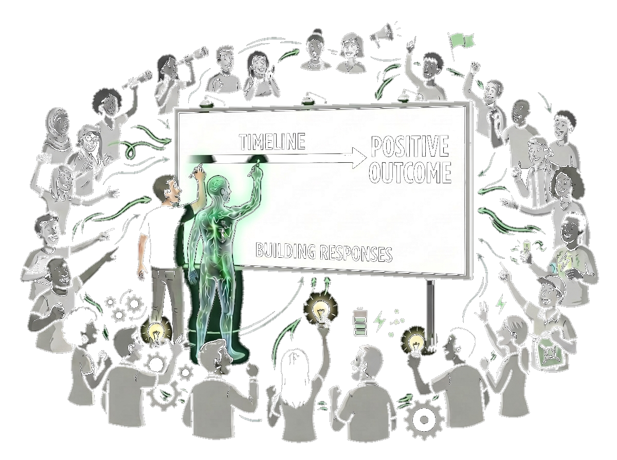 Human and AI co-creating Positive Outcome, witnessed by community